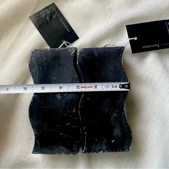 UR BANE BY DW HOME Unscented Decorative Wave Pillar Candles Pair Black - Picture 6 of 9